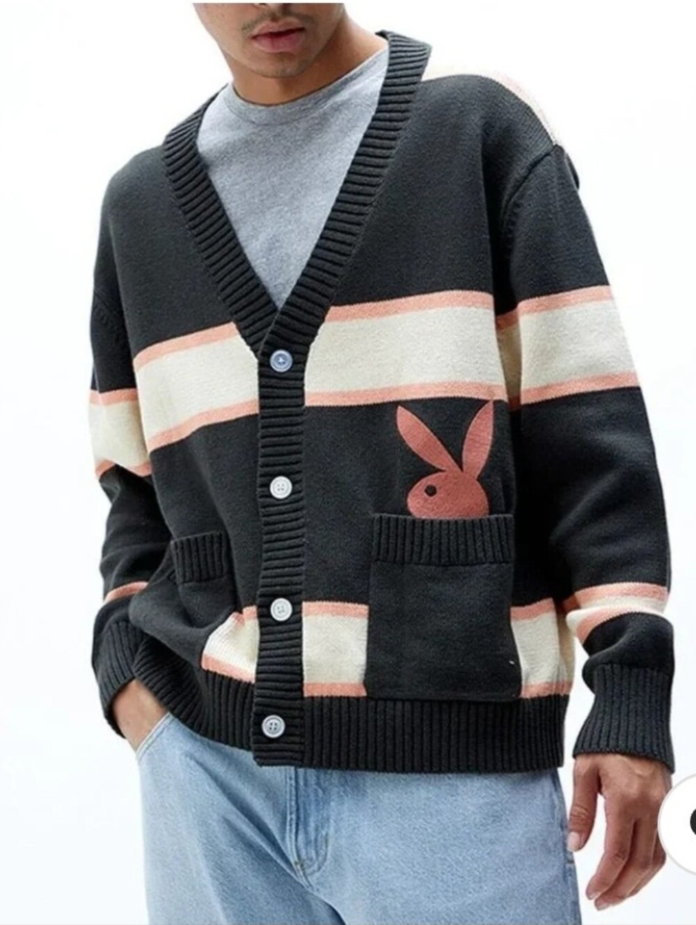 Playboy Mens Vintage  Cardigan - Black & Tan